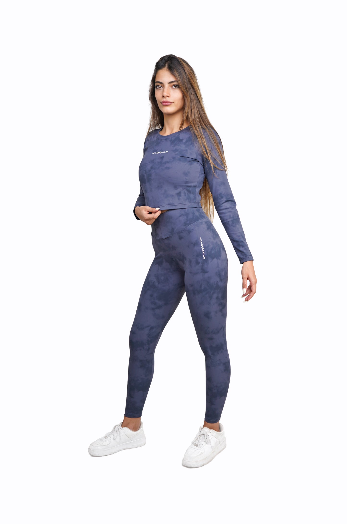 MIST CROP TOP LONG SLEEVE - NAVY