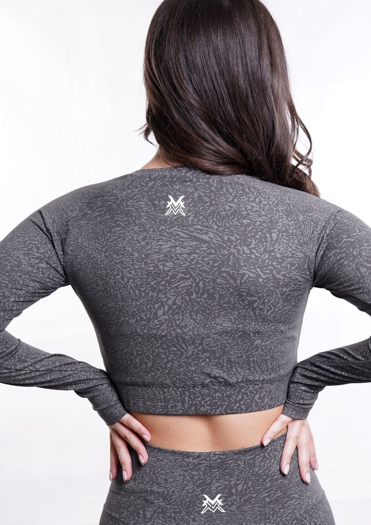 Women's VAN MILE Journey Cropped Long Sleeve Shirt in Grey – back view