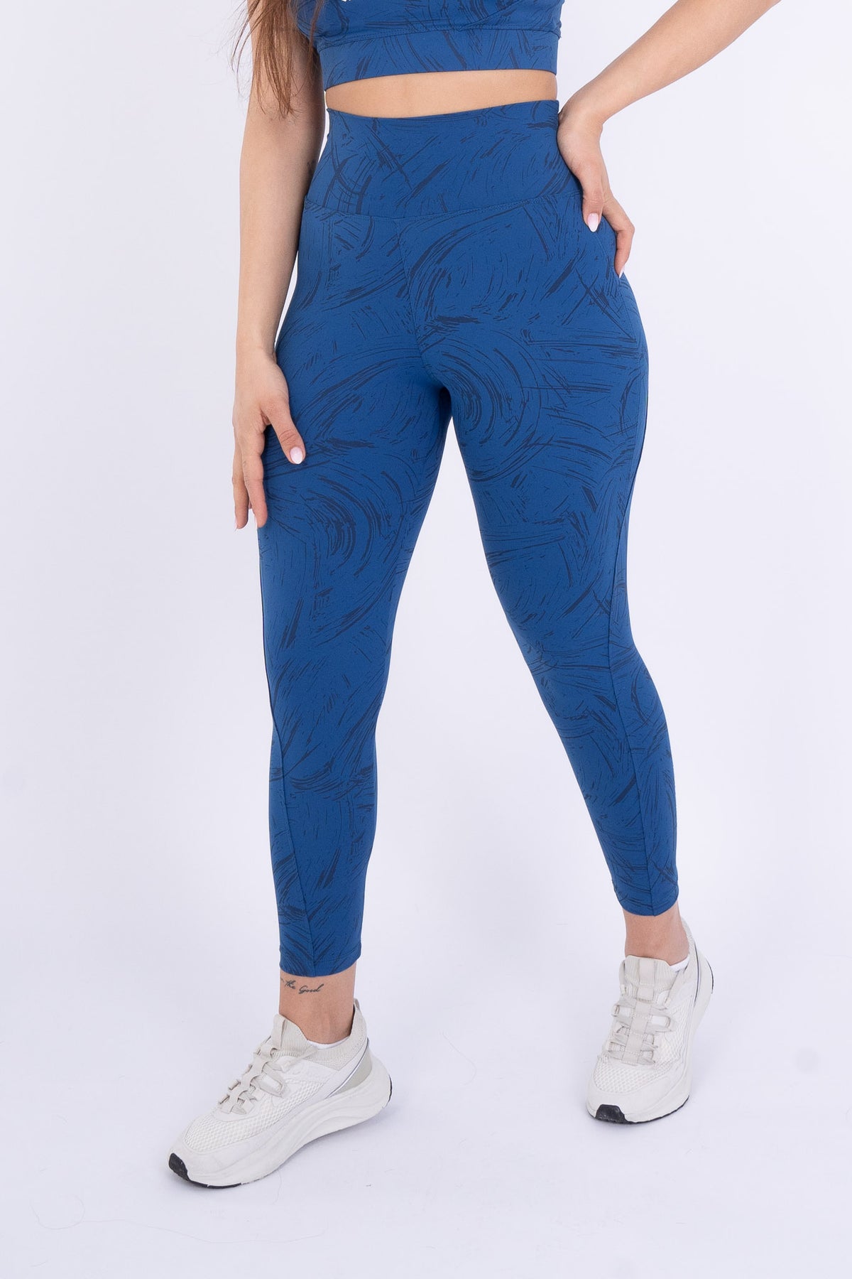 Women's VAN MILE Ignite Leggings in Blue Printed – front view