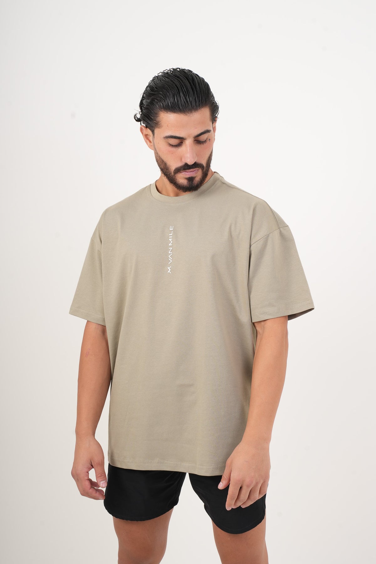Men's VAN MILE Legacy Oversized T-Shirt in Khaki – front view