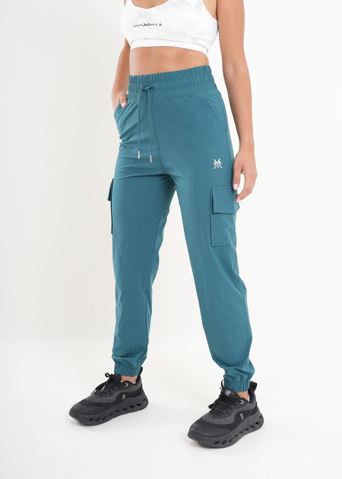 Women's VAN MILE AURORA Cargo Pants in Dark Cyan – side view