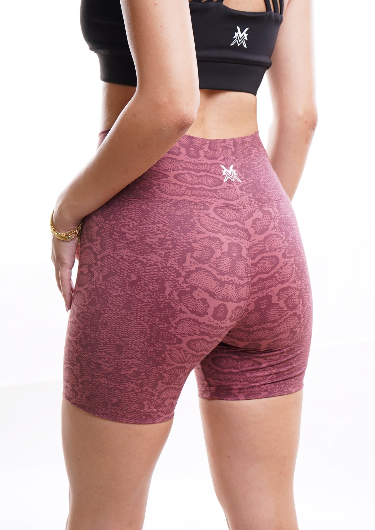 Women's VAN MILE Fearless Biker Shorts in Burgundy – back view