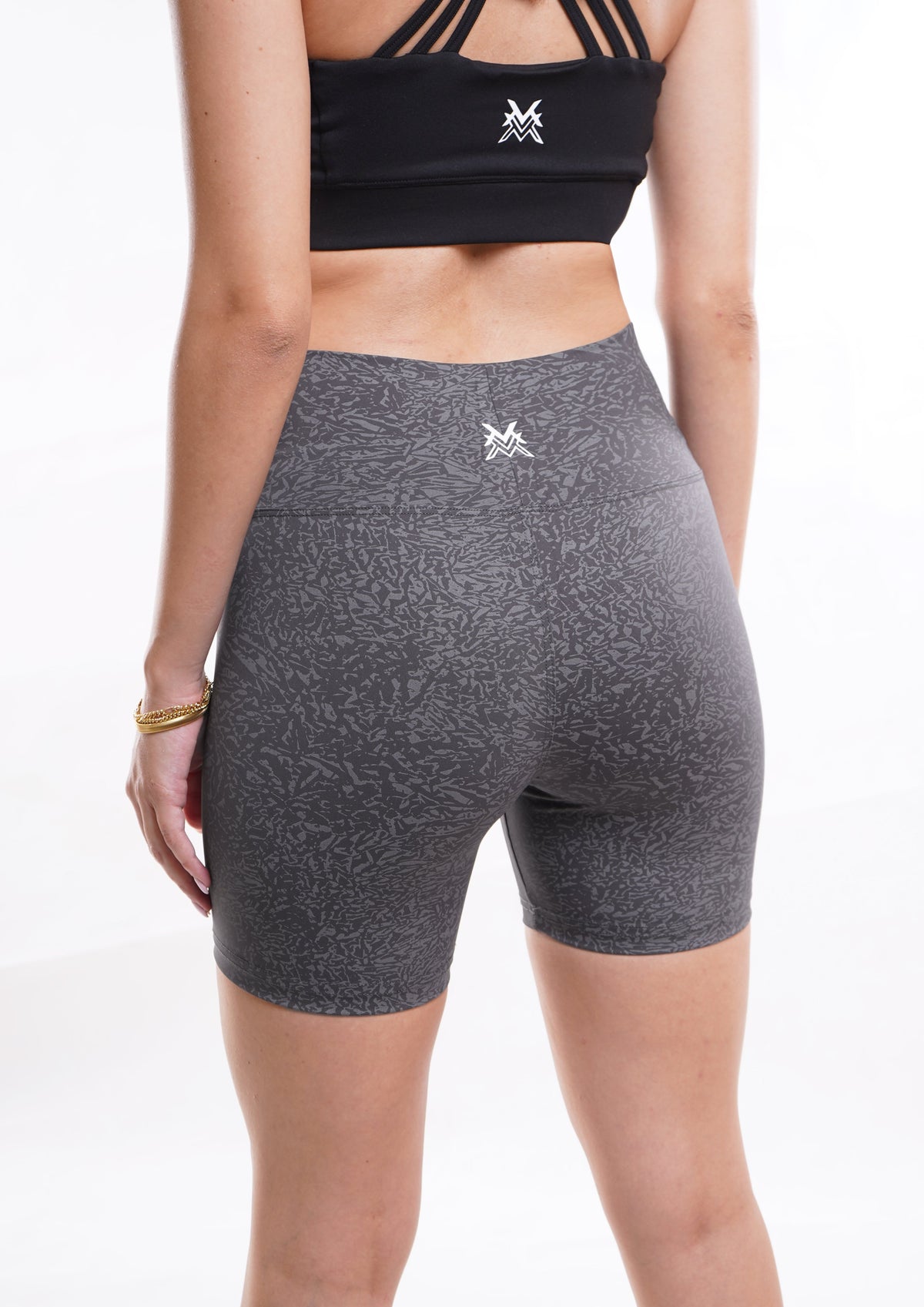 Women's VAN MILE Journey Biker Shorts in Grey – back view