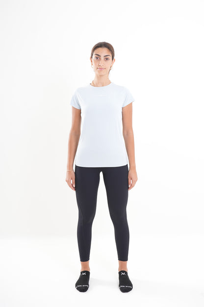Women's VAN MILE MOTION Quick-Dry T-Shirt in Baby Blue – full-length front view