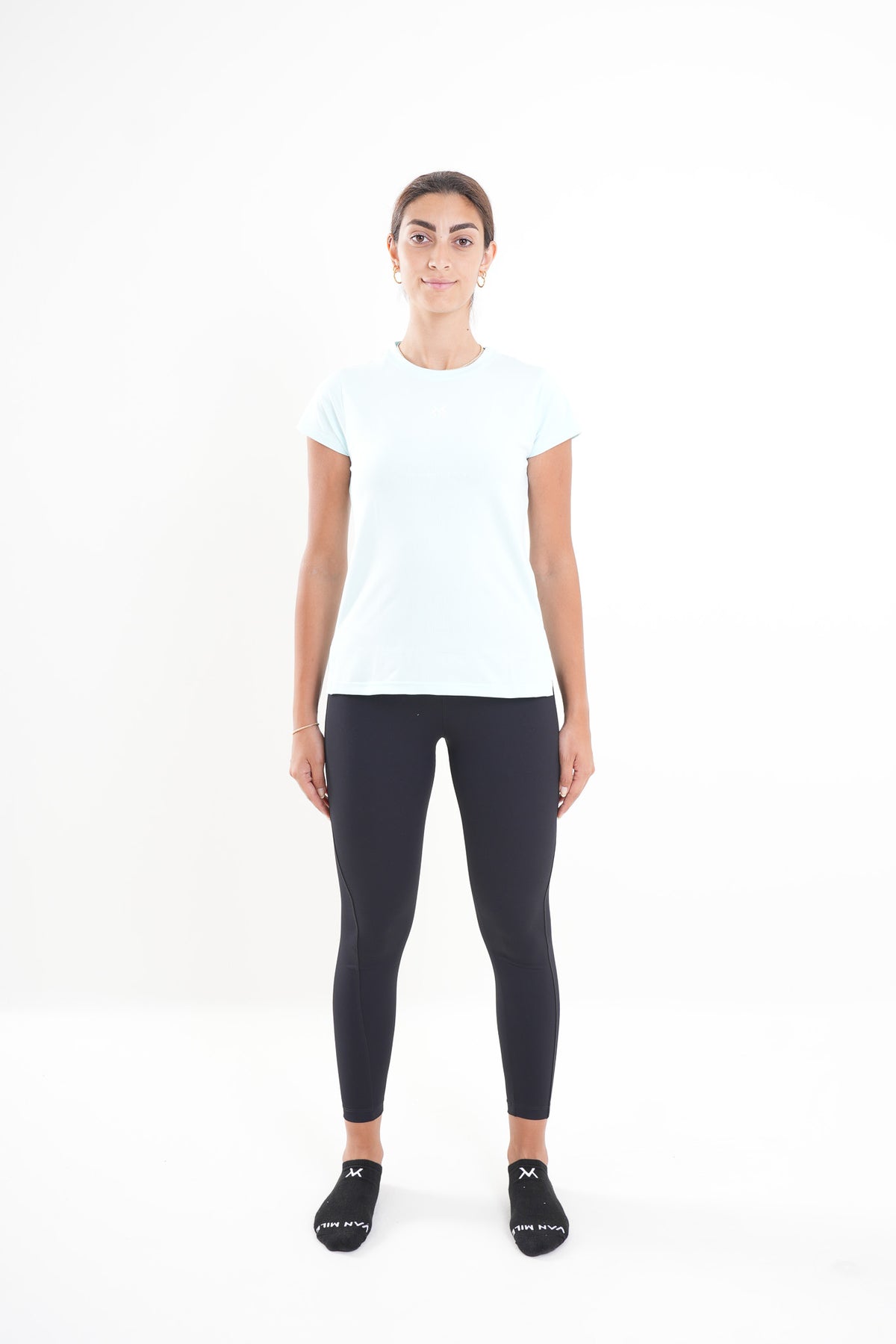 Women's VAN MILE MOTION Quick-Dry T-Shirt in Light Blue – full-length front view