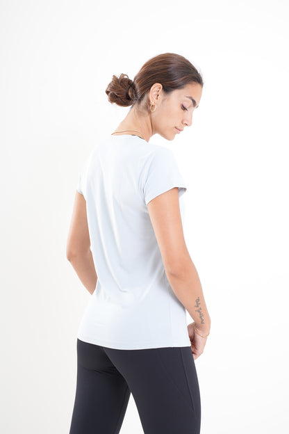 Women's VAN MILE MOTION Quick-Dry T-Shirt in Baby Blue – back view