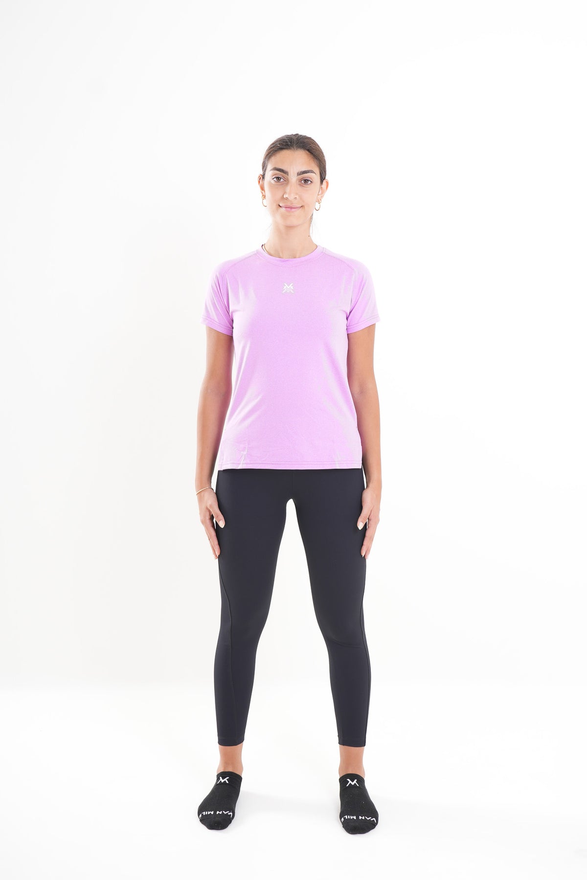 Women's VAN MILE MOTION Quick-Dry T-Shirt in Lilac – full-length front view