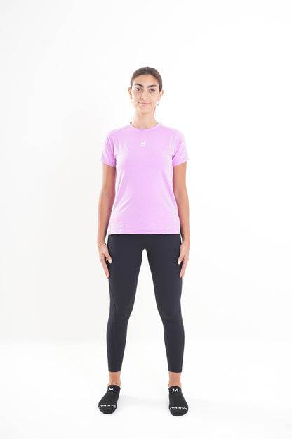 Women's VAN MILE MOTION Quick-Dry T-Shirt in Lilac – full-length front view