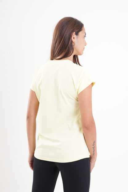 Women's VAN MILE CLASSIC V Neck T-Shirt in Pastel Yellow – back view