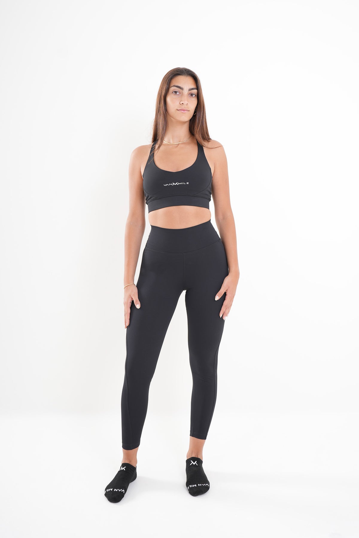 Women's VAN MILE AURORA Leggings in Black – full-length front view