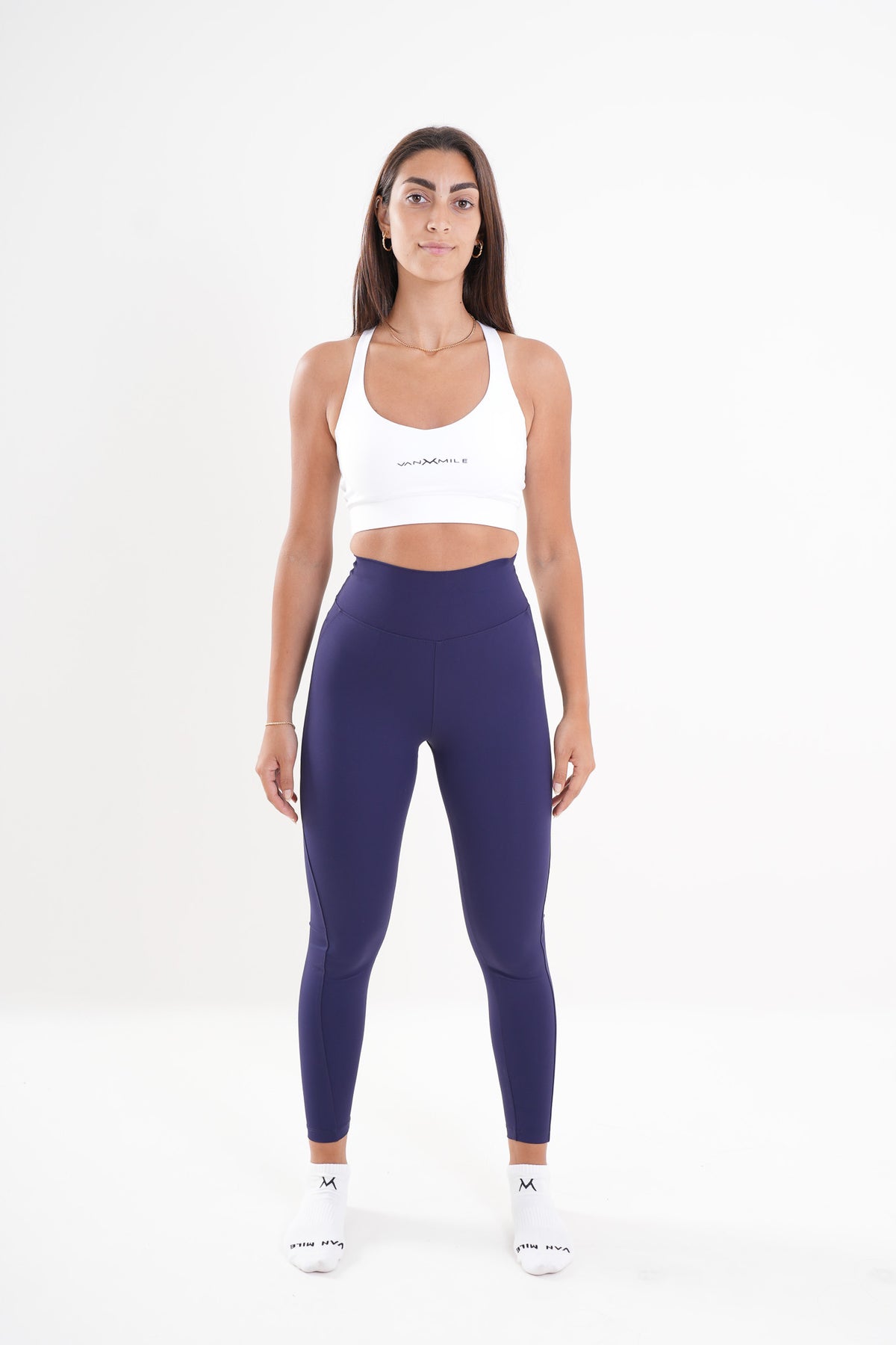 Women's VAN MILE AURORA Leggings in Navy – full-length front view