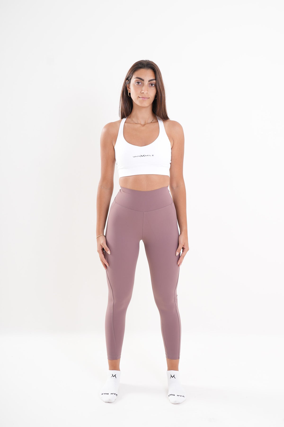 Women's VAN MILE AURORA Leggings in Pink – full-length front view