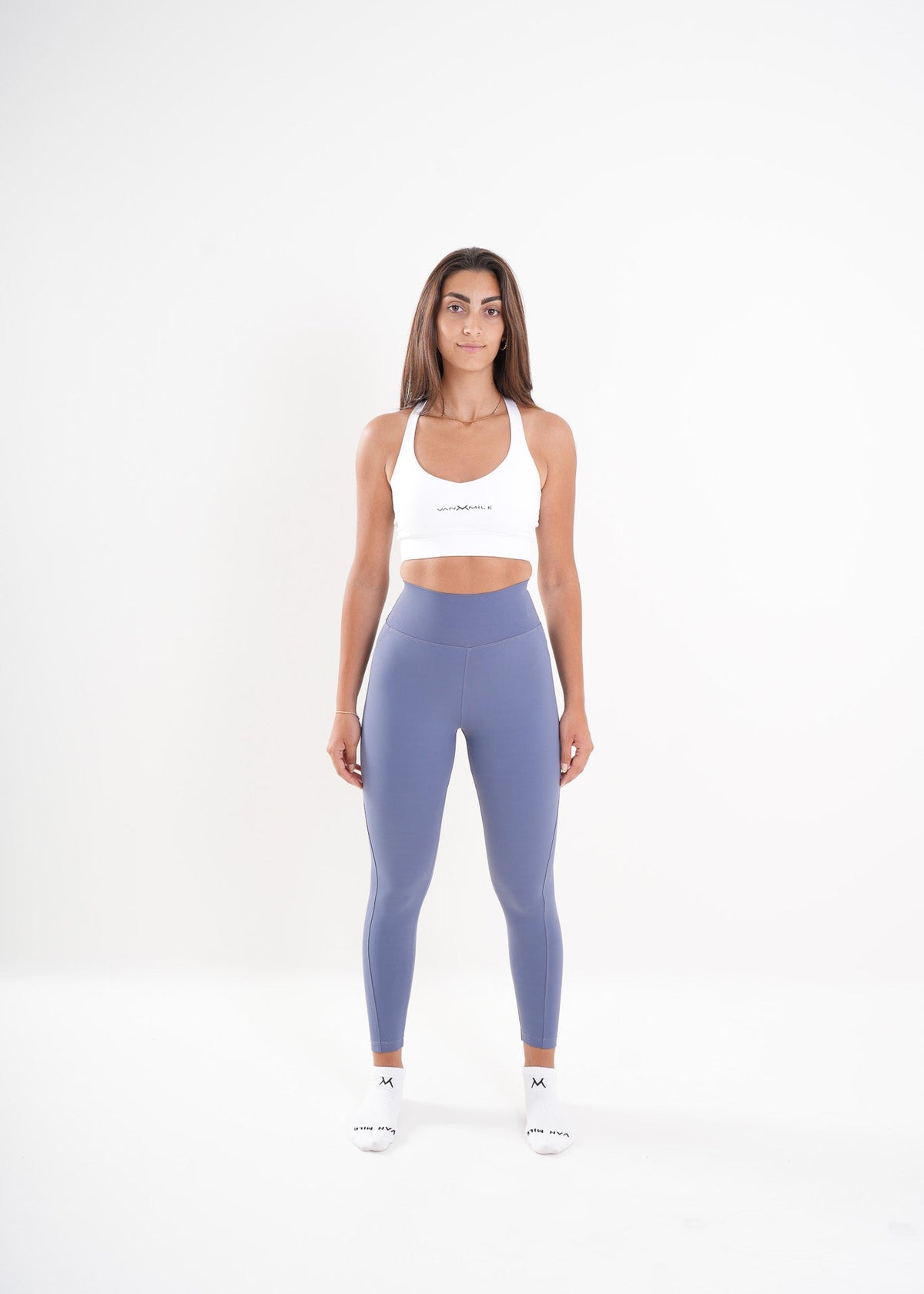 Women's VAN MILE AURORA Leggings in Baby Blue – full-length front view