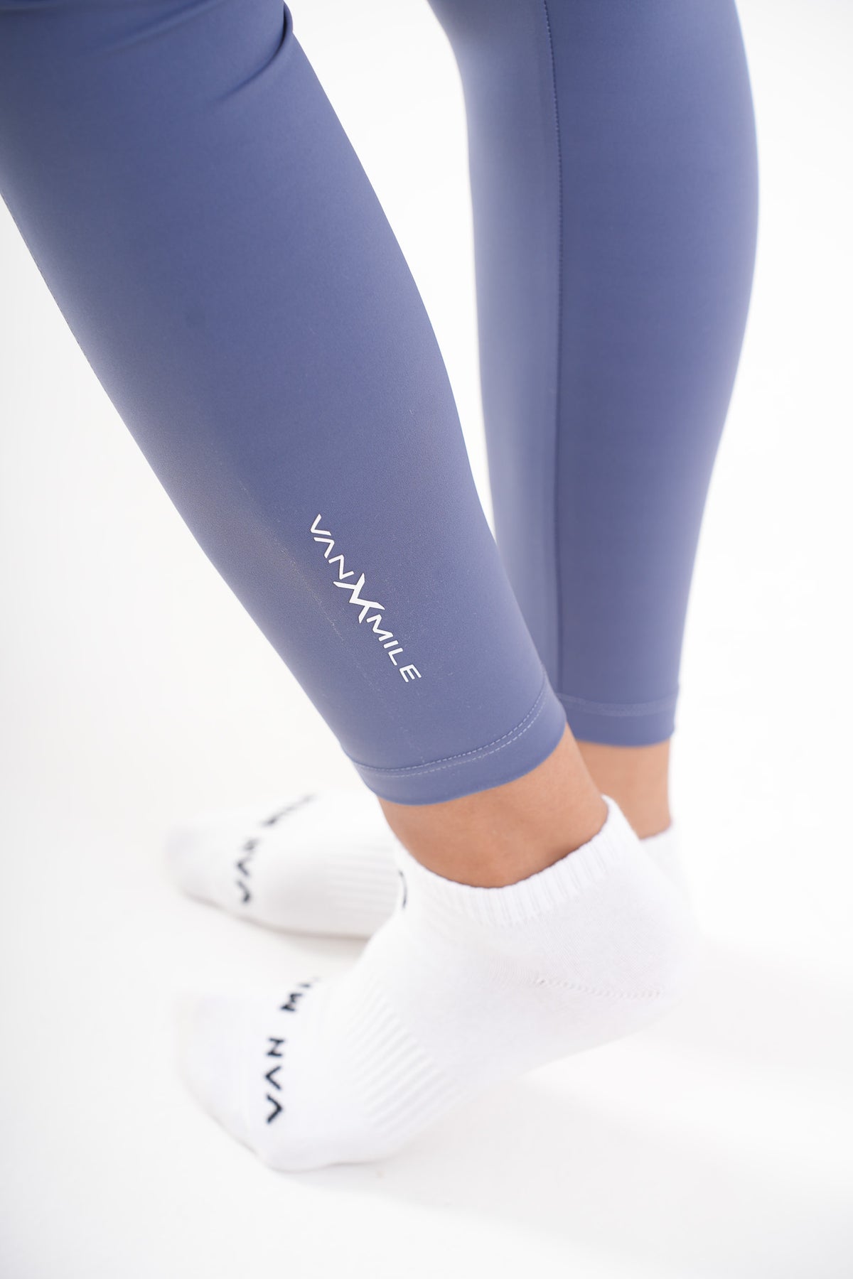 Women's VAN MILE AURORA Leggings in Baby Blue – logo detail