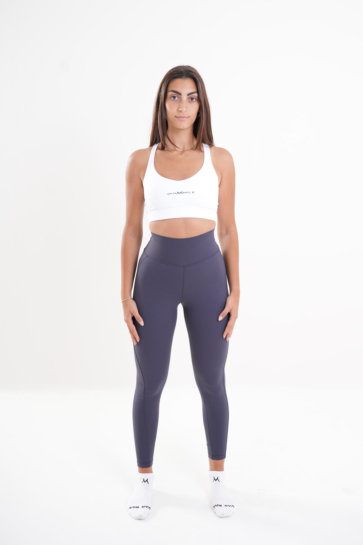 Women's VAN MILE AURORA Leggings in Grey – full-length front view