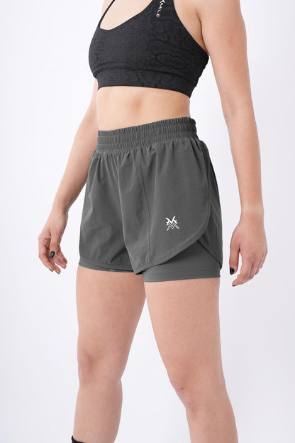 Women's VAN MILE Aurora Compression Shorts in Grey – angled front view