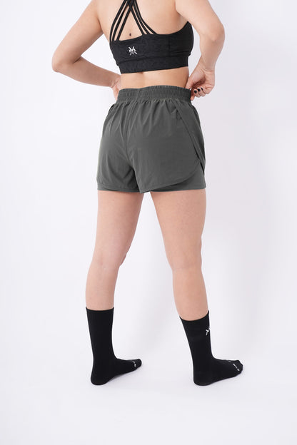 Women's VAN MILE Aurora Compression Shorts in Grey – back view