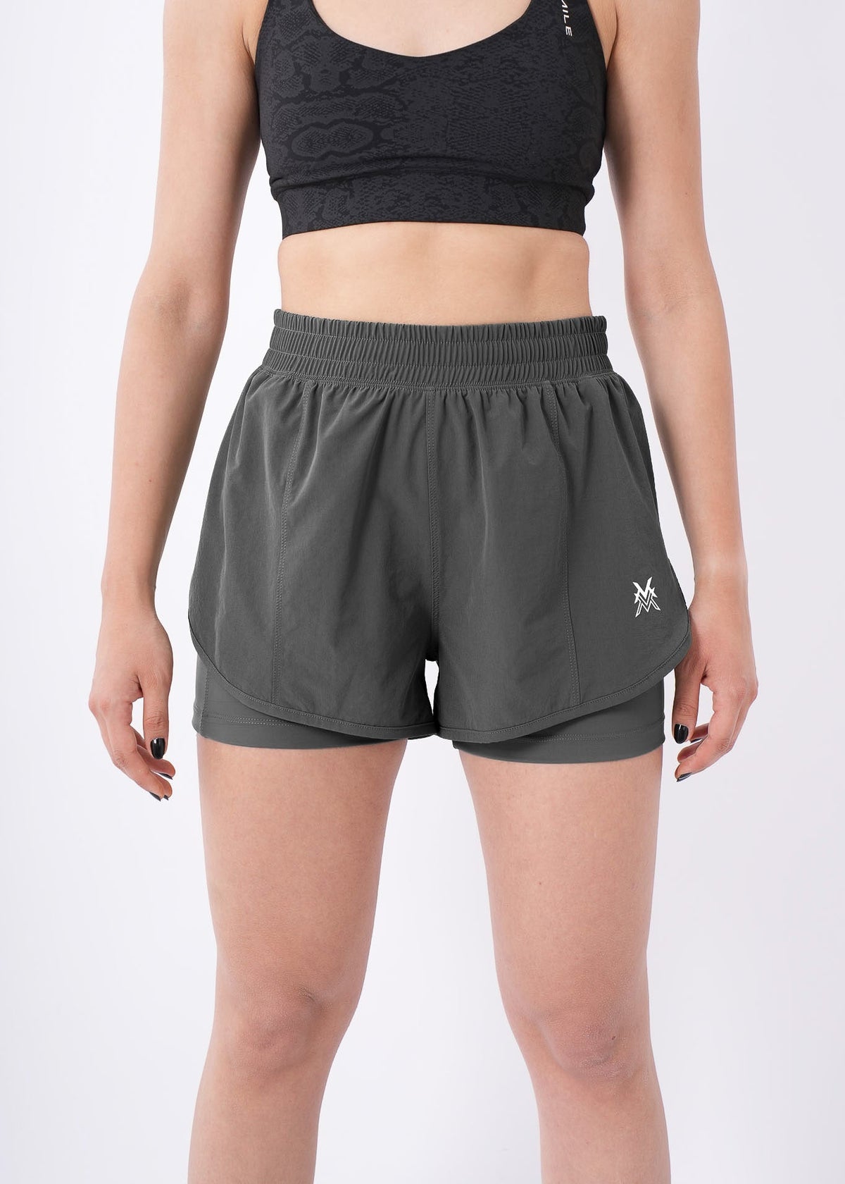 Women's VAN MILE Aurora Compression Shorts in Grey – front view