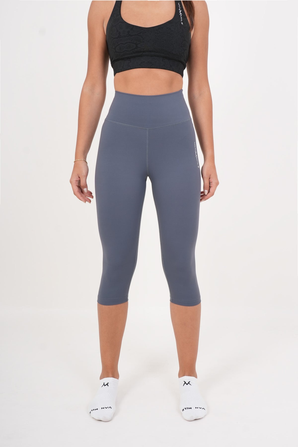 Women's VAN MILE AURORA Capri Leggings in Cool Grey – front view