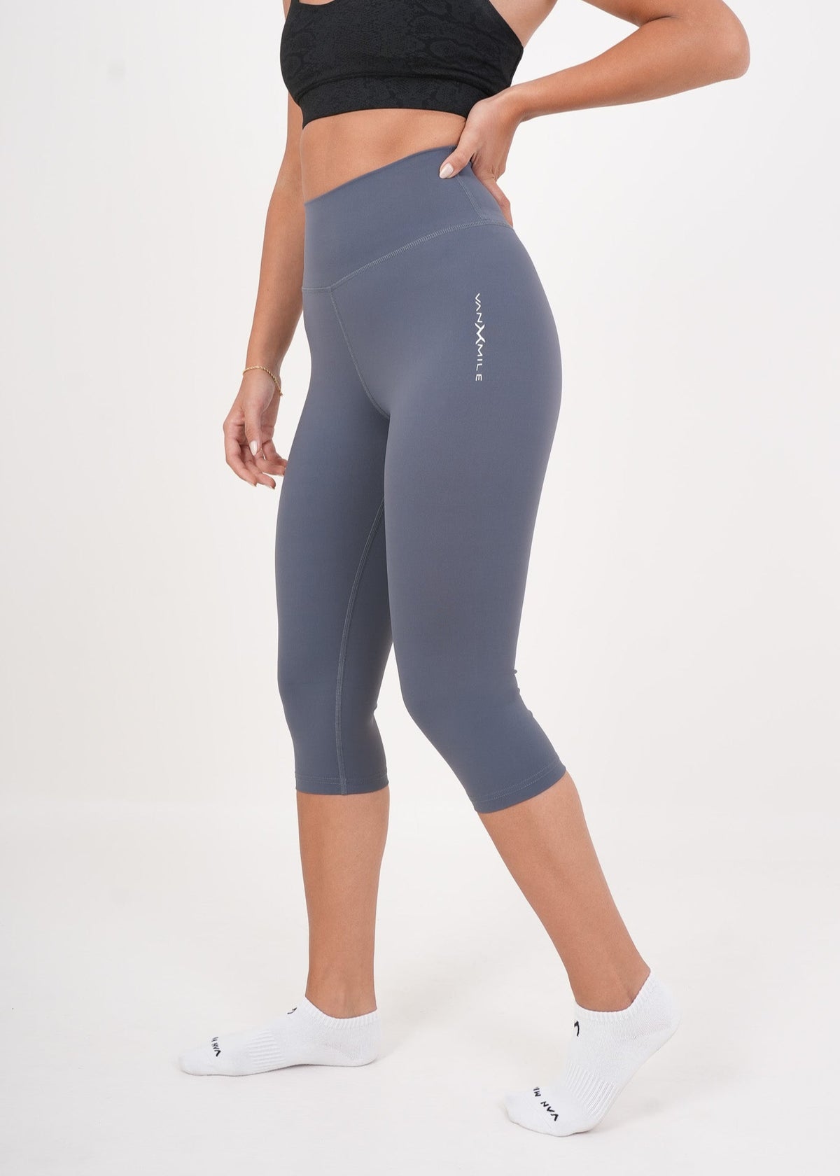 Women's VAN MILE AURORA Capri Leggings in Cool Grey – side view