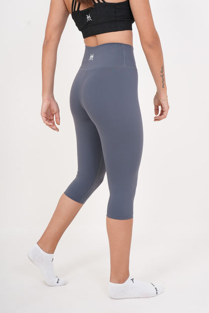 Women's VAN MILE AURORA Capri Leggings in Cool Grey – back view