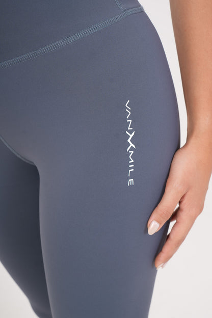 Women's VAN MILE AURORA Capri Leggings in Cool Grey – logo detail