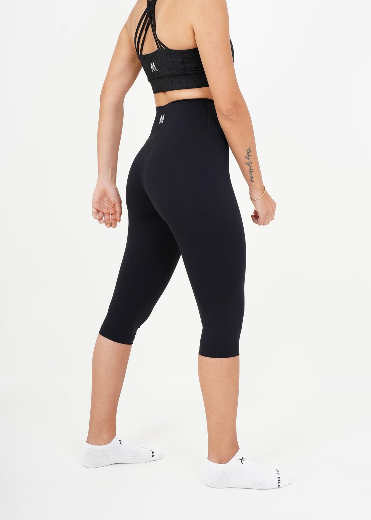 Women's VAN MILE AURORA Capri Leggings in Black – back view