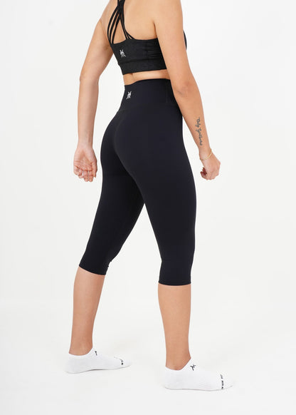 Women's VAN MILE AURORA Capri Leggings in Black – back view