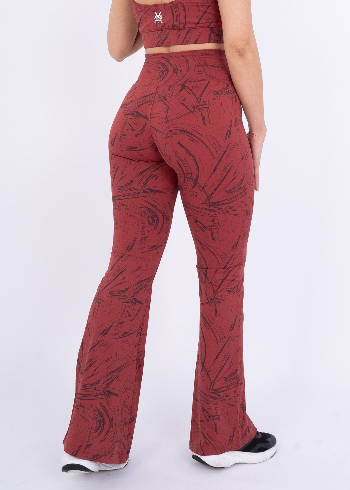 Women's VAN MILE Ignite Flared Leggings in Red Printed – back view
