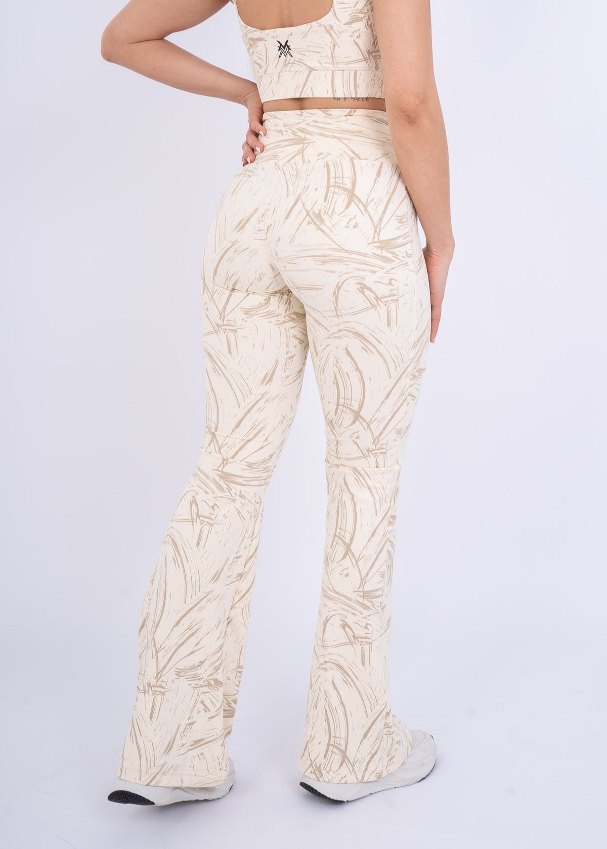 Women's VAN MILE Ignite Flared Leggings in Beige Printed – back view