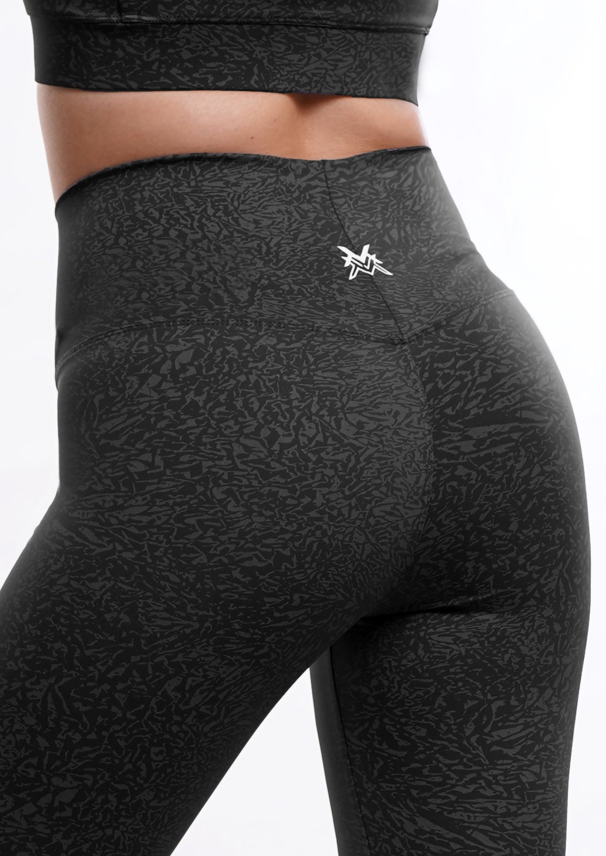 Women's VAN MILE Journey Leggings in Black – back waistband logo detail