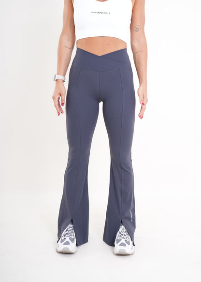 Women's VAN MILE AURORA Flared Leggings in Steel Blue – front view