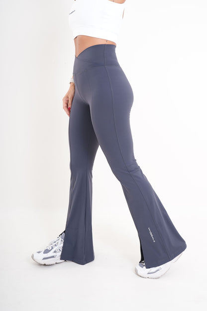 Women's VAN MILE AURORA Flared Leggings in Steel Blue – side view
