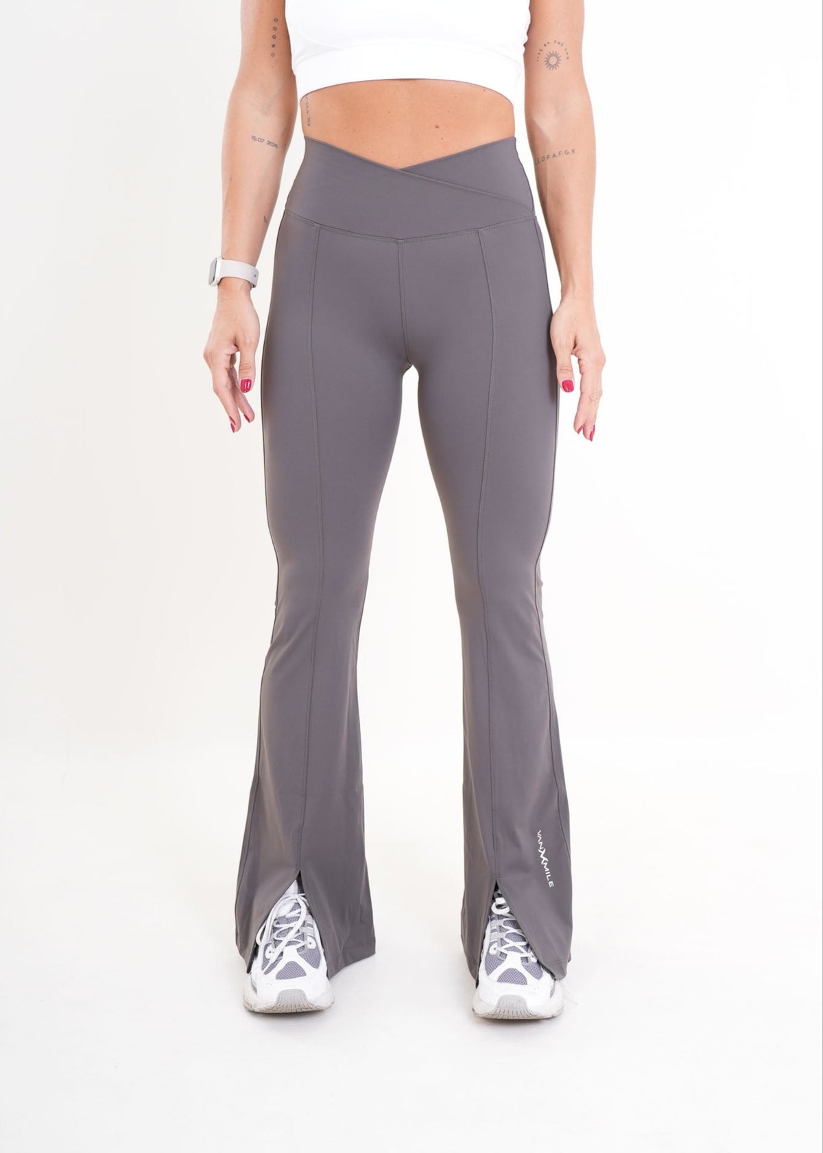 Women's VAN MILE AURORA Flared Leggings in Grey – front view
