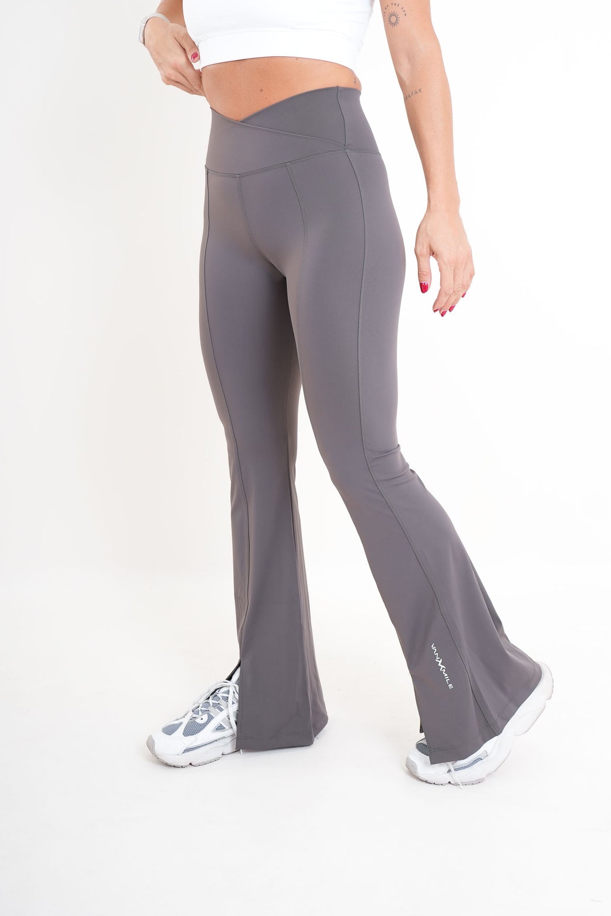 Women's VAN MILE AURORA Flared Leggings in Grey – side view