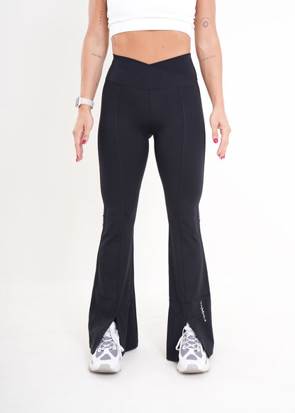 Women's VAN MILE AURORA Flared Leggings in Black – front view