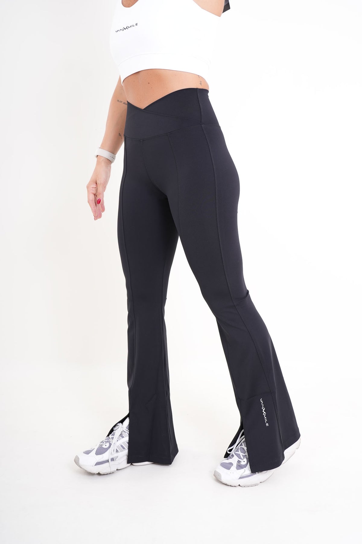 Women's VAN MILE AURORA Flared Leggings in Black – side view