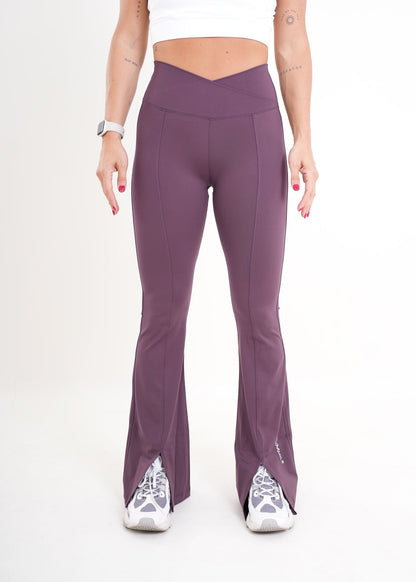 Women's VAN MILE AURORA Flared Leggings in Aubergine – front view
