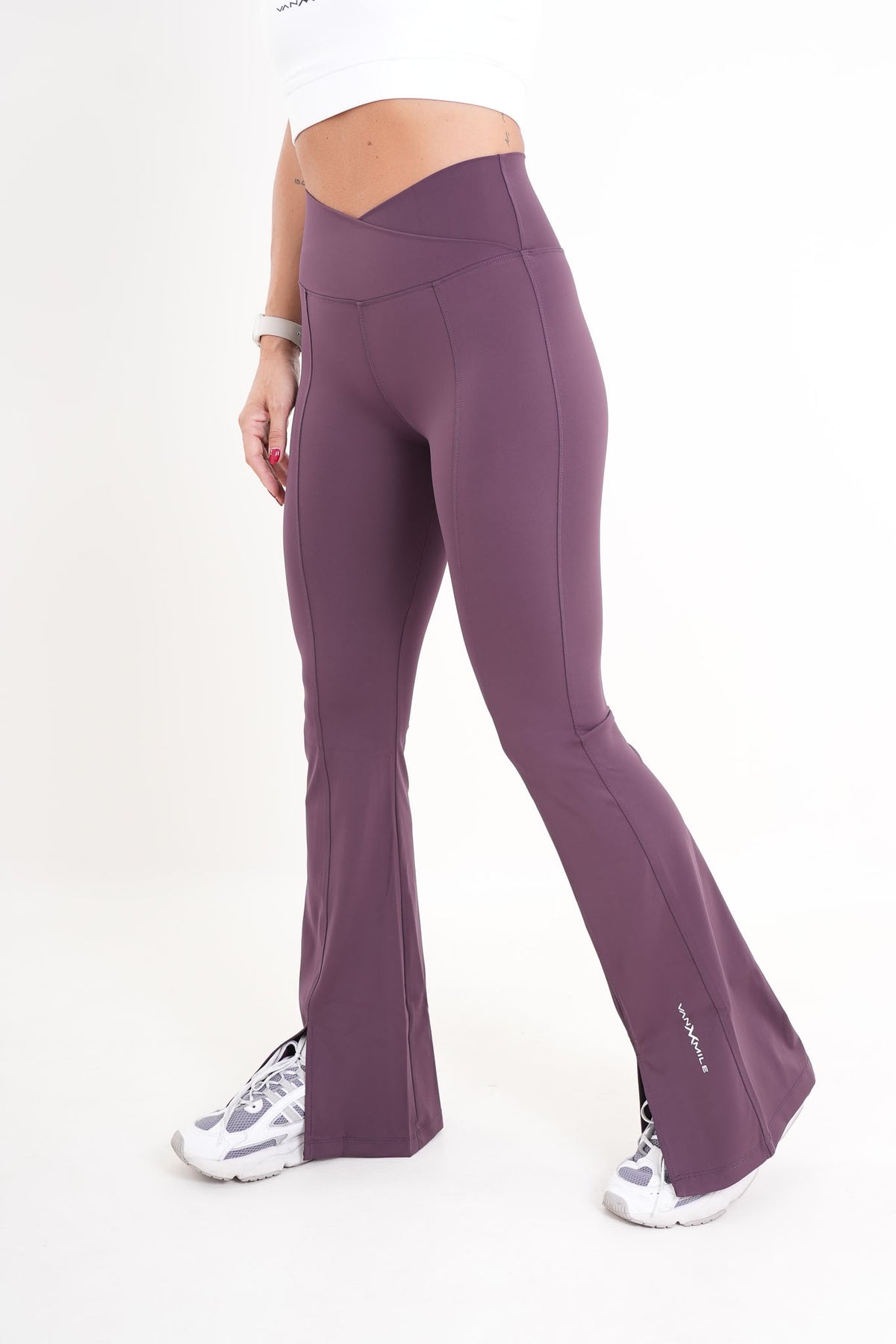 Women's VAN MILE AURORA Flared Leggings in Aubergine – side view