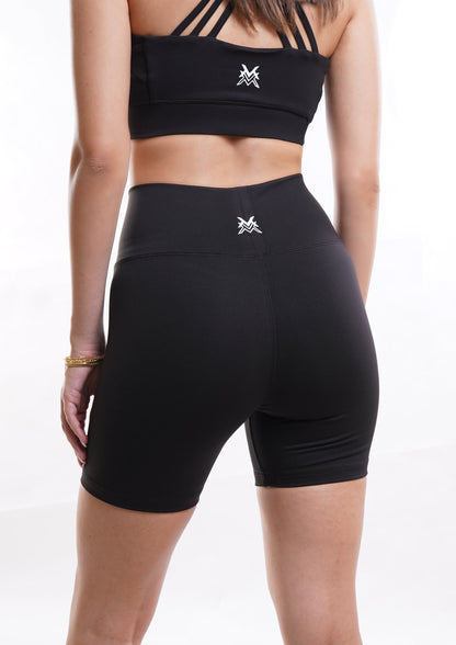 Women's VAN MILE Essential Biker Shorts in Black – back view