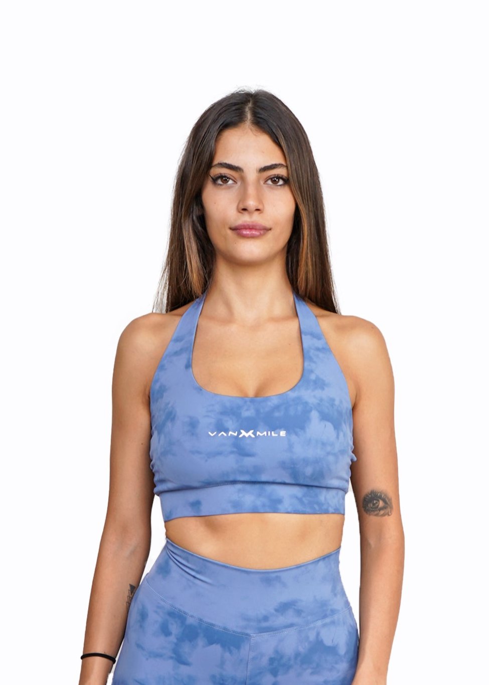 Women's VAN MILE Mist Sports Bra in Sky Blue – front view