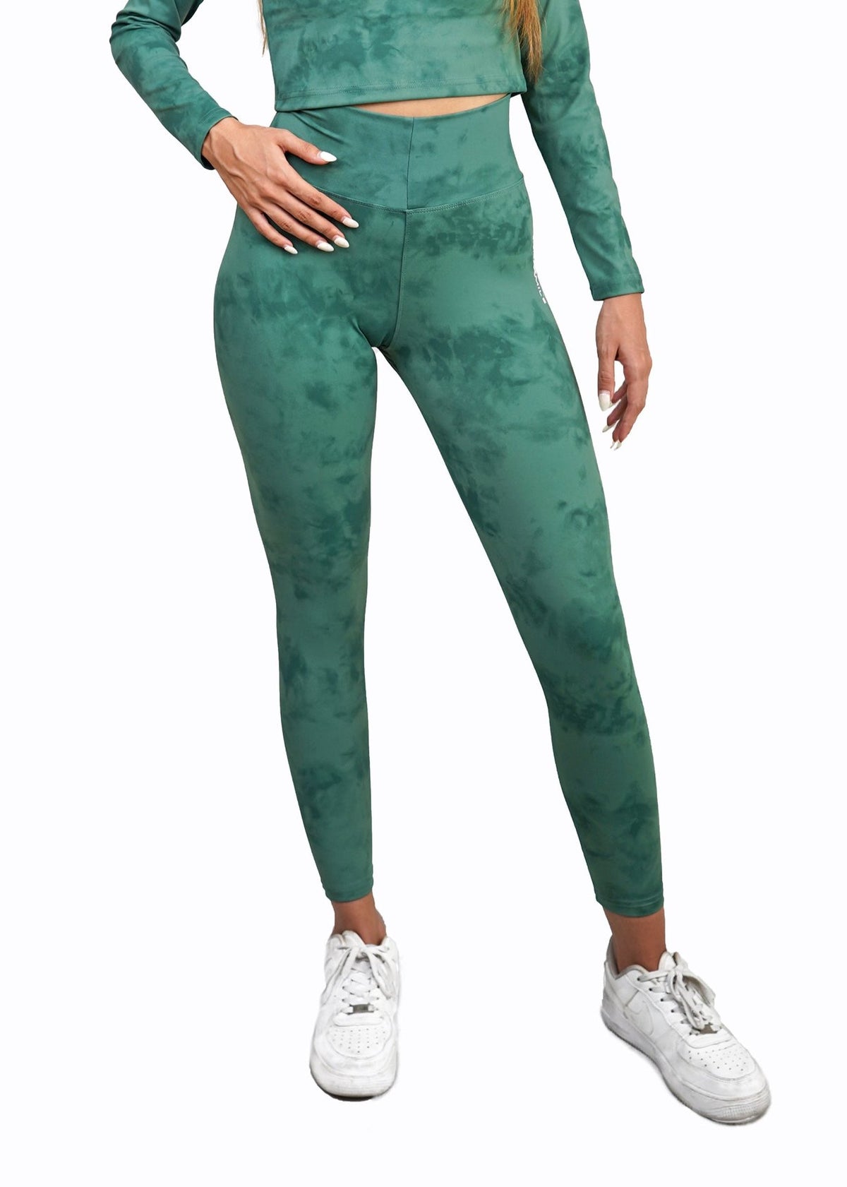 Women's VAN MILE Mist Leggings in Forest Green – front view