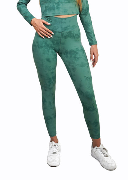 Women's VAN MILE Mist Leggings in Forest Green – front view