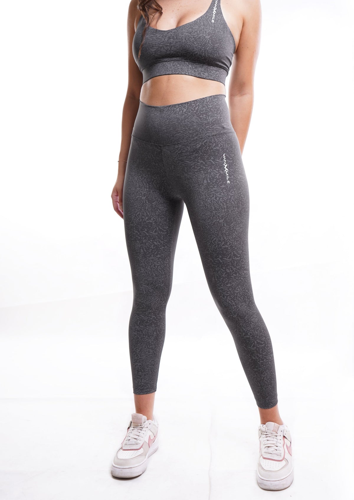 Women's VAN MILE Journey Leggings in Grey – front view