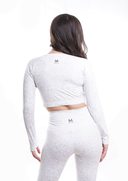 Women's VAN MILE Journey Cropped Long Sleeve Shirt in White – back view