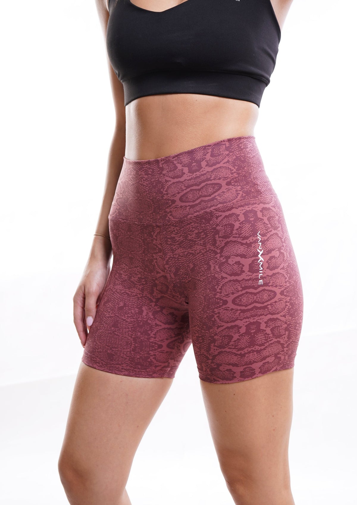 Women's VAN MILE Fearless Biker Shorts in Burgundy – front view