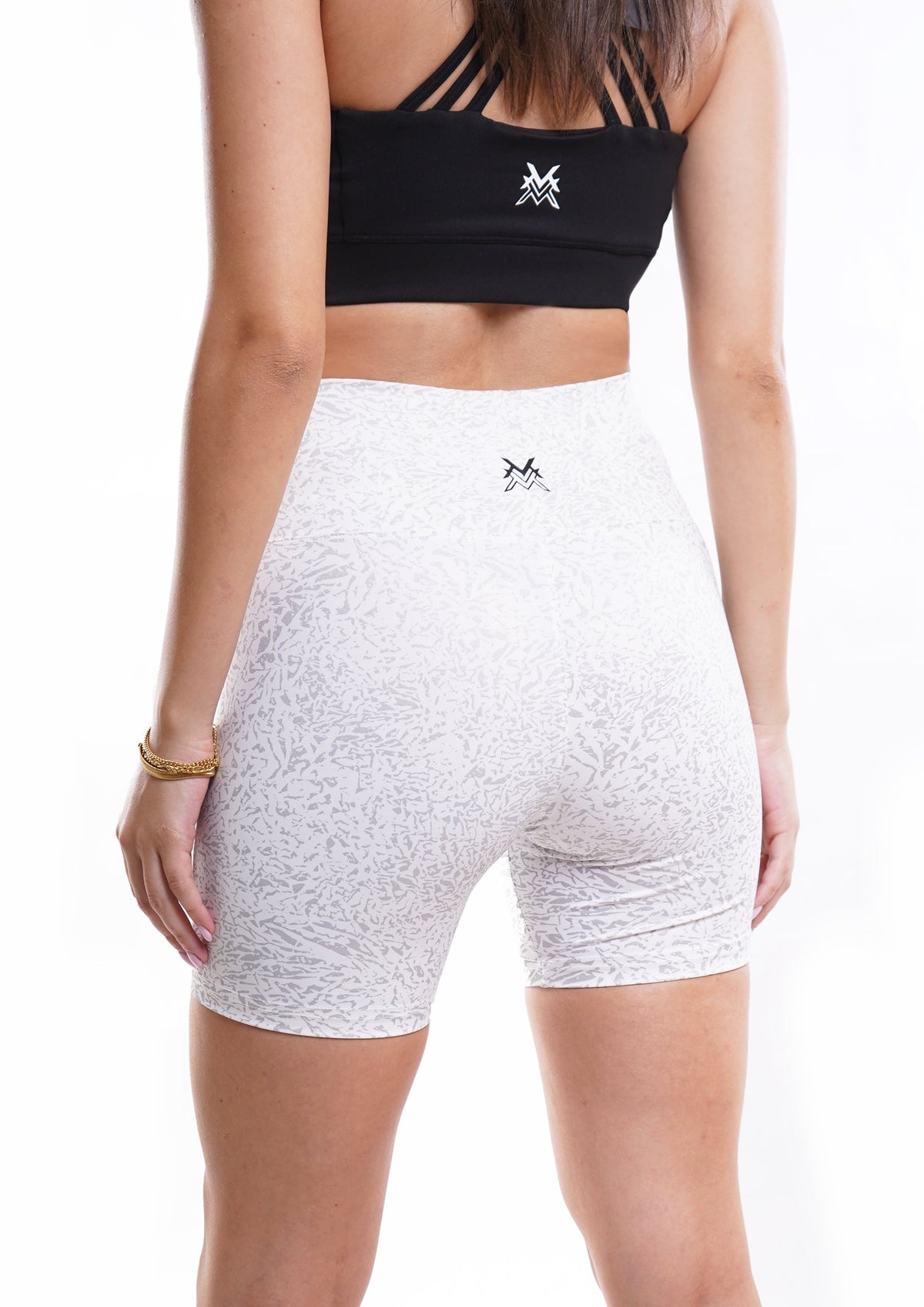 Women's VAN MILE Journey Biker Shorts in White – back view