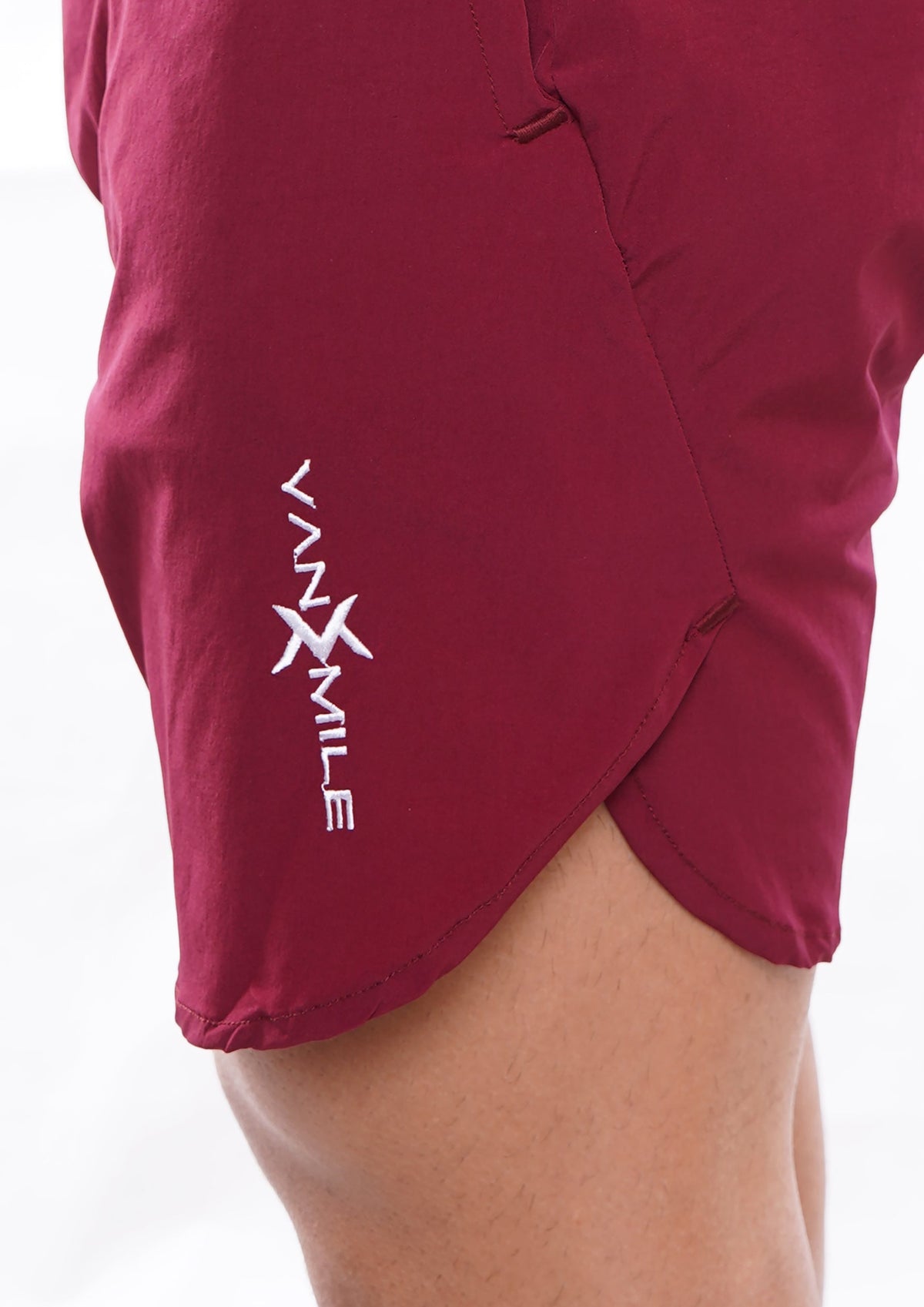 Men's VAN MILE Vibrant Shorts in Dark Red – logo detail