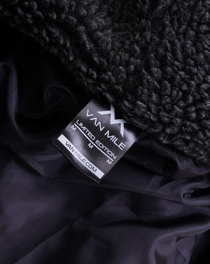 Women's VAN MILE LIMITED Edition Arctic Oversized Teddy Jacket in Black – inside label detail
