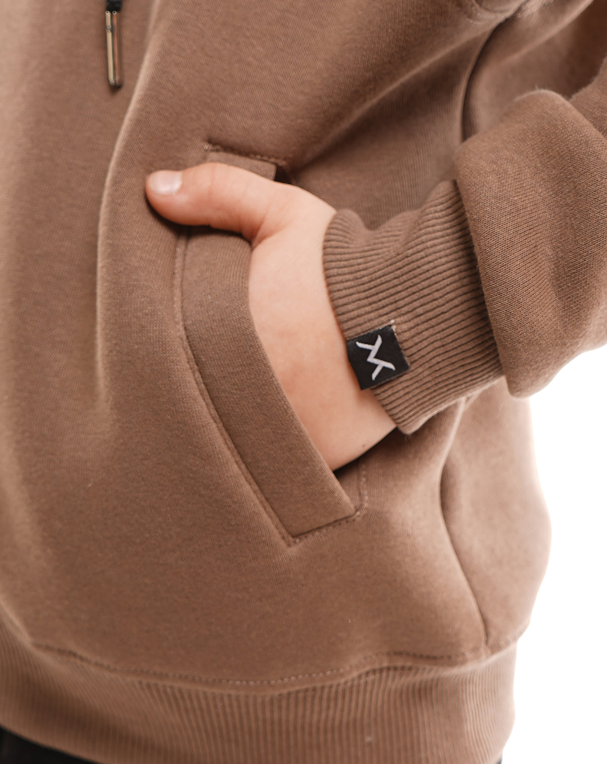 Kids' VAN MILE Everyday Kids Tracksuit in Brown – pocket and cuff detail